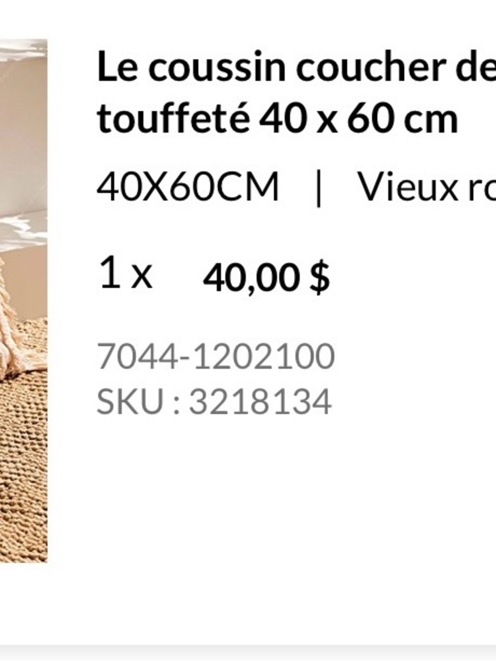 Tufted Throw Pillow Cushion - Vieux Rose